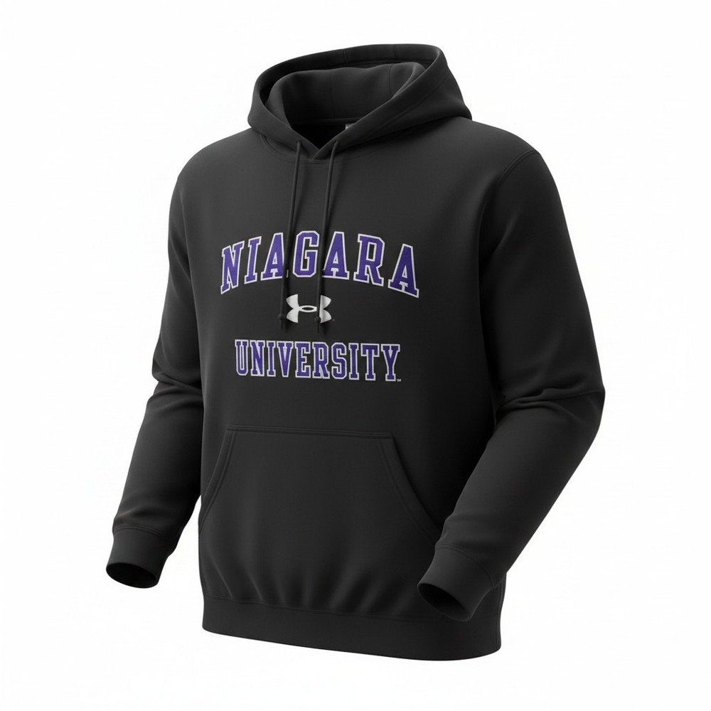 Under Armour Niagara University Hoodie Pullover Graphic Logo Charcoal Large